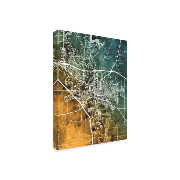 Michael Tompsett 'Iowa City Map Teal Orange' Canvas Art,18x24